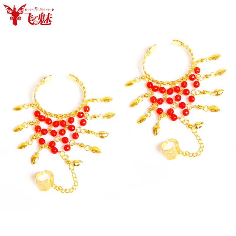 Индийские серьги, ожерелье, браслет и цепочка для танца живота