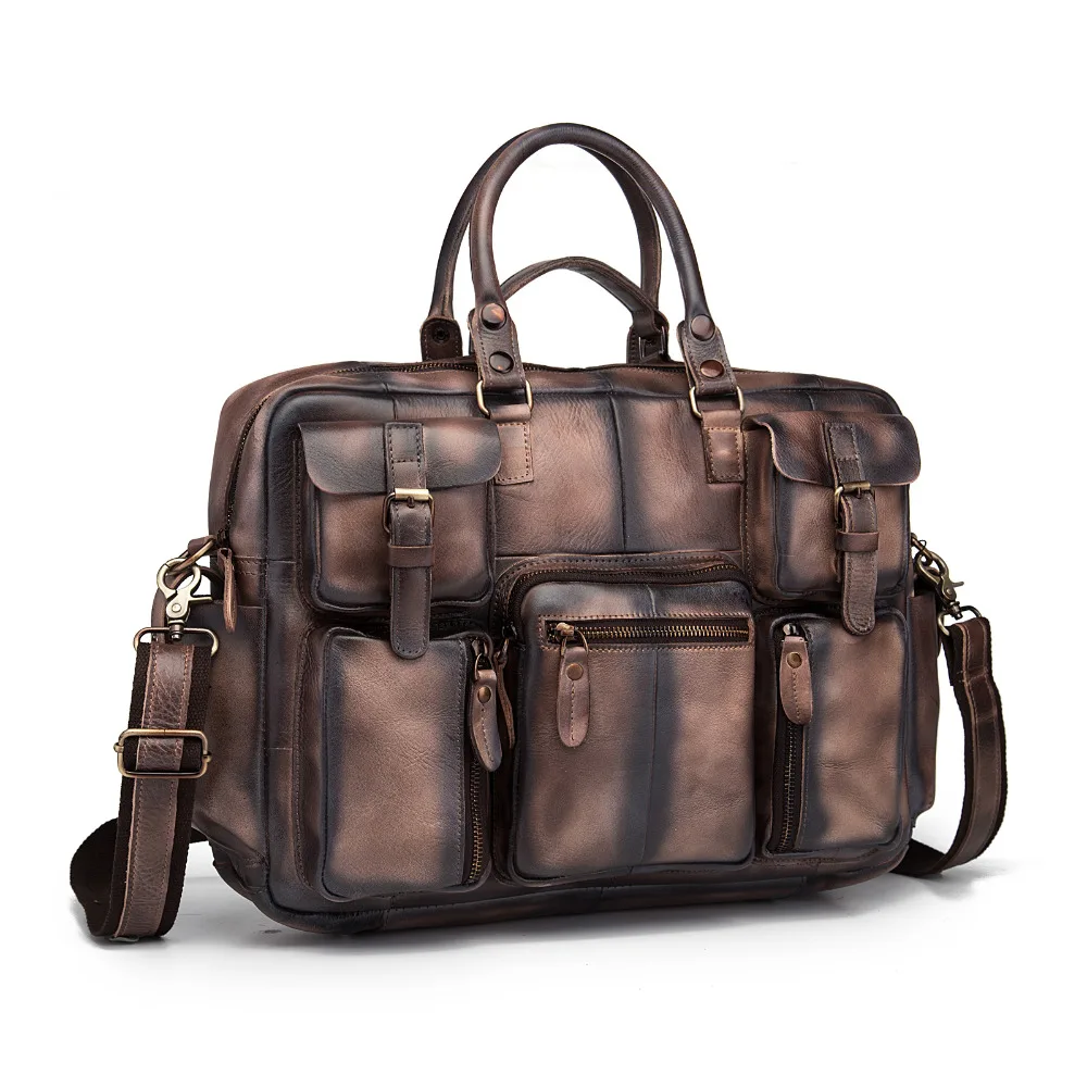

Оригинальный кожаный антикварный большой Ёмкость Для мужчин Портфели Бизнес 15,6 "Компьютерная сумка для ноутбука атташе сумка портфель 3061db