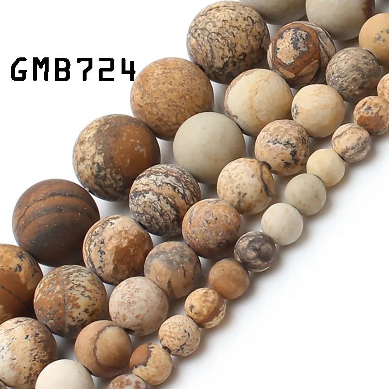 picture jasper 4 мм 6 мм 8 мм 10 мм натуральный матовый морганит Агаты тигровый глаз камень Круглые бусины для самостоятельного изготовления ювелирных изделий браслет 15'' - Цвет: picture jasper