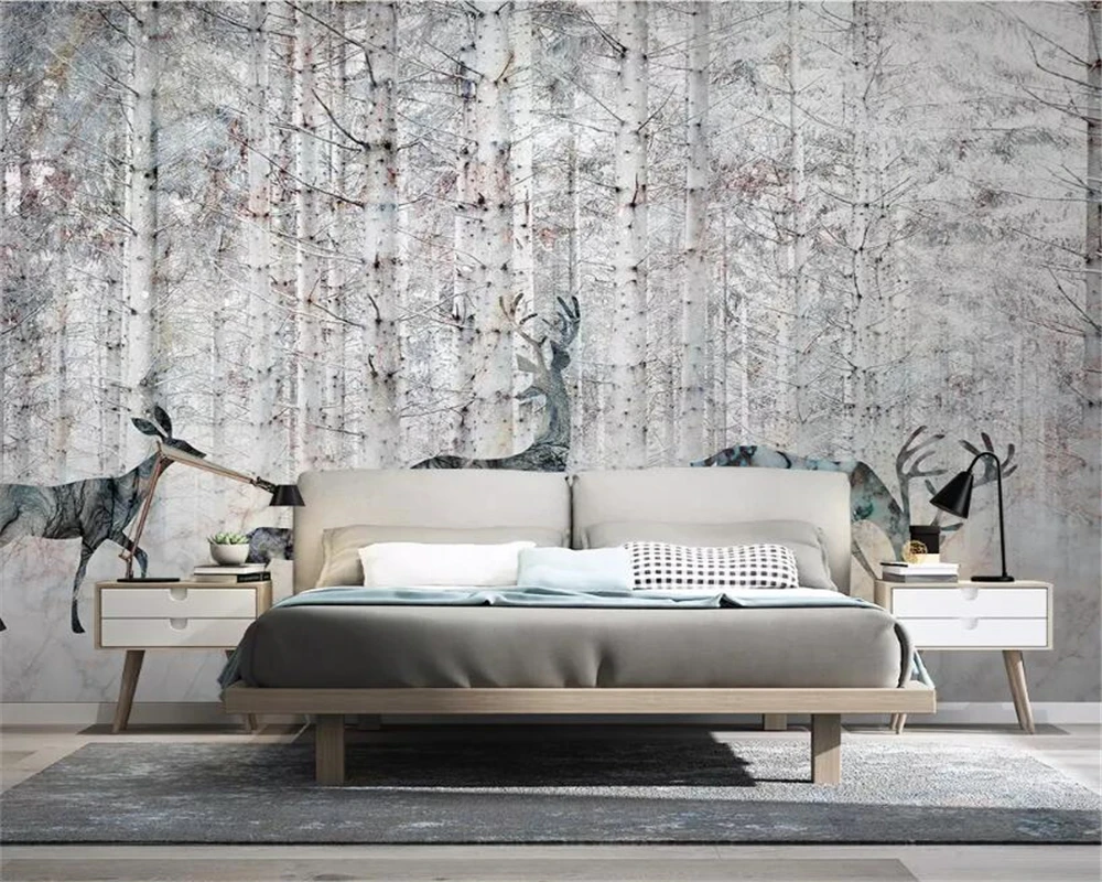 Фотообои Beibehang на заказ 3d обои лес лось абстрактные фон для кафе ТВ настенные