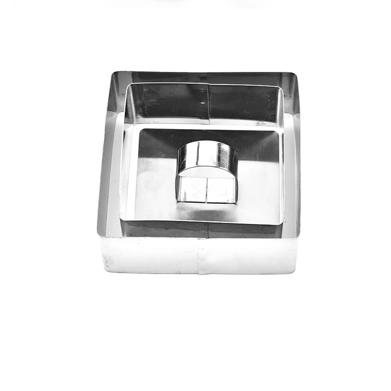 D square shape Мусс кольцо 3D Сердце цветок формы для торта нержавеющая сталь формы для выпечки Кухня десерт украшения торта инструменты с коробкой - Цвет: D square shape