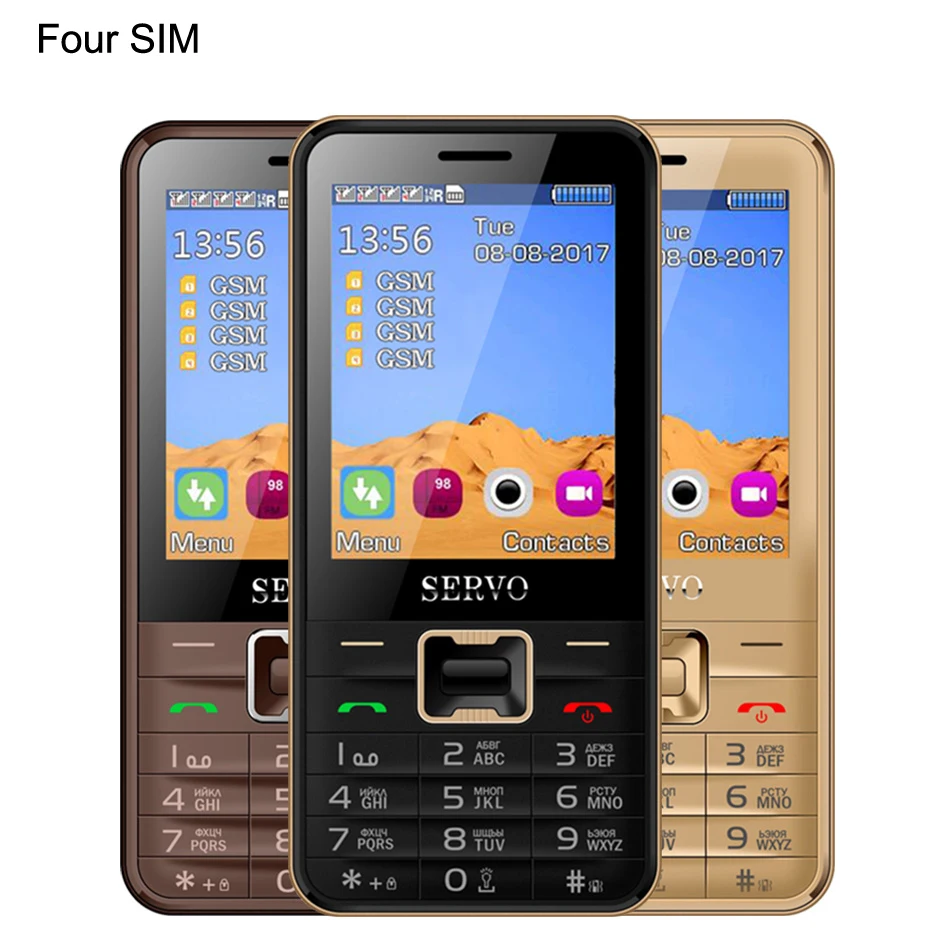 Оригинальный телефон V8100 2 8 дюймов 4 четыре sim карты в режиме ожидания мобильный