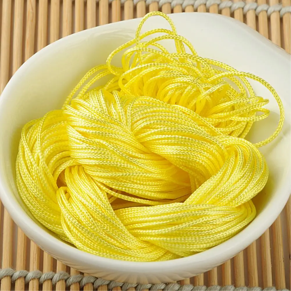 yellow 1mm 20m Nylon DIY hinese Knot Cord Macrame Rattail Braided Jewelry Thread String for costume and garment - Цвет: yellow