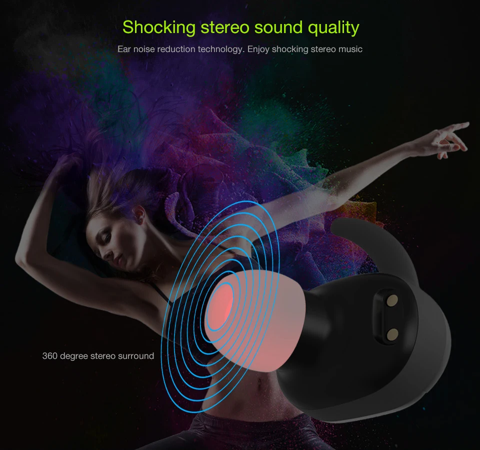 Настоящие Беспроводные спортивные стерео наушники, невидимые Мини Bluetooth наушники, гарнитура с зарядным устройством для телефона Android IOS