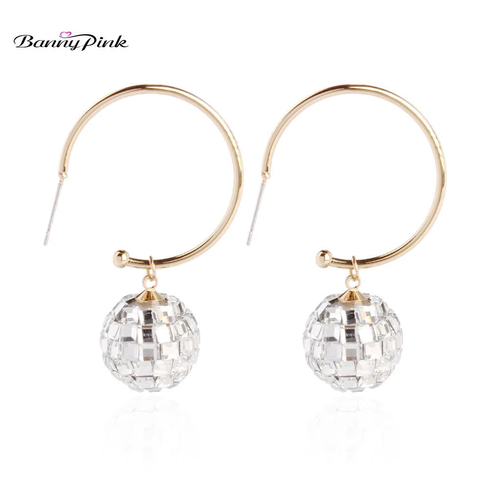 Banny Bling горный хрусталь круглый шарик бусина Висячие серьги для женщин Свадебные