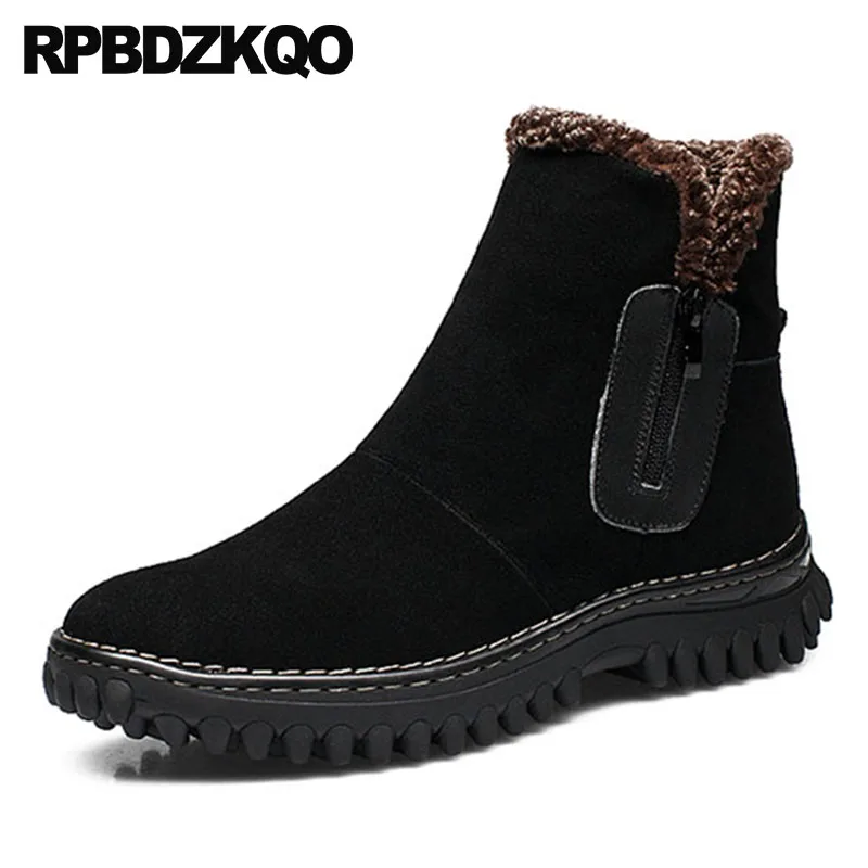 Теплые ботинки на меху модные высокой подошве замшевые ботильоны толстой с