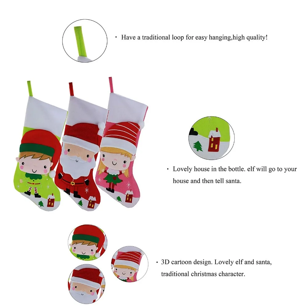 Бесплатная доставка 3 шт./лот мешок для конфет Рождество колготки детей милый