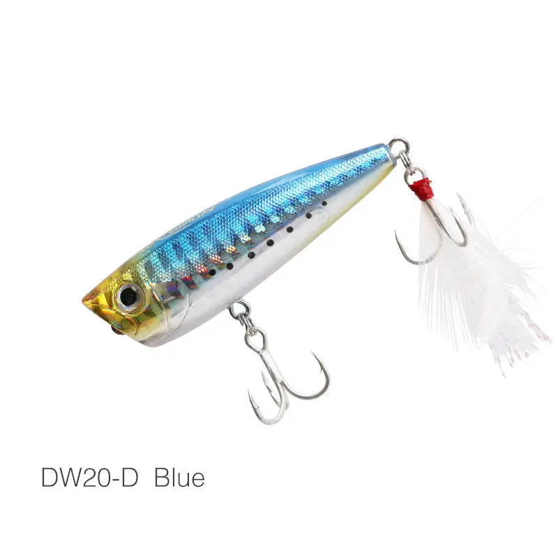 DW20-D TSURINOYA для рыбалки приманки DW20 Topwater жесткий Поппер приманки и головной повязкой с пером тройными крючками 60 мм 7,0 г искусственный карандаш воблеры Crankbait - Цвет: DW20-D