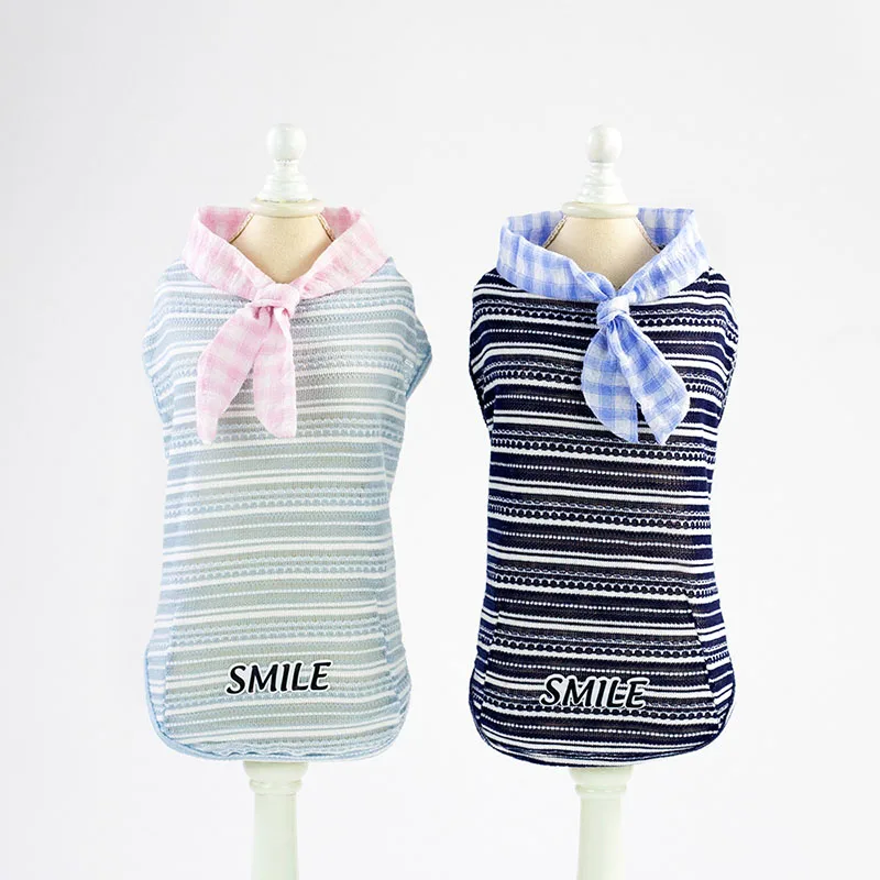 Одежда для собак лето 2019 футболка в полоску с изображением щенка собаки удобный