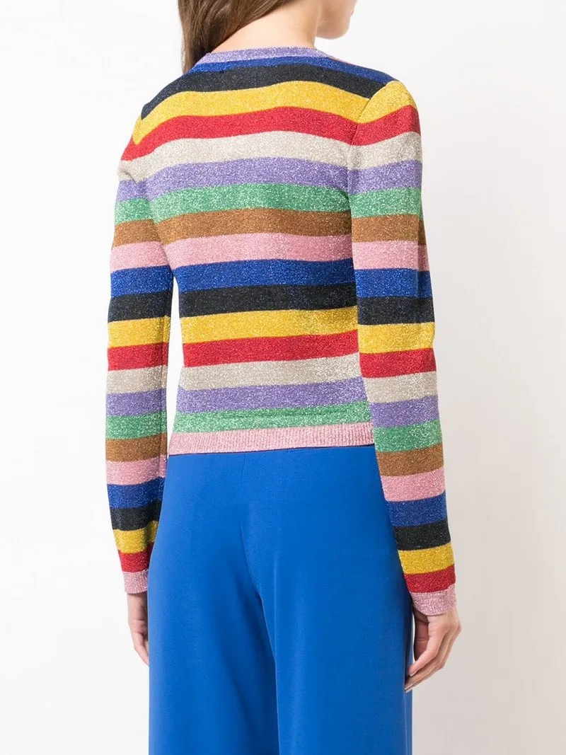 Тонкий Радужный свитер 2019 весна лето базовый Повседневный Женский вязаный