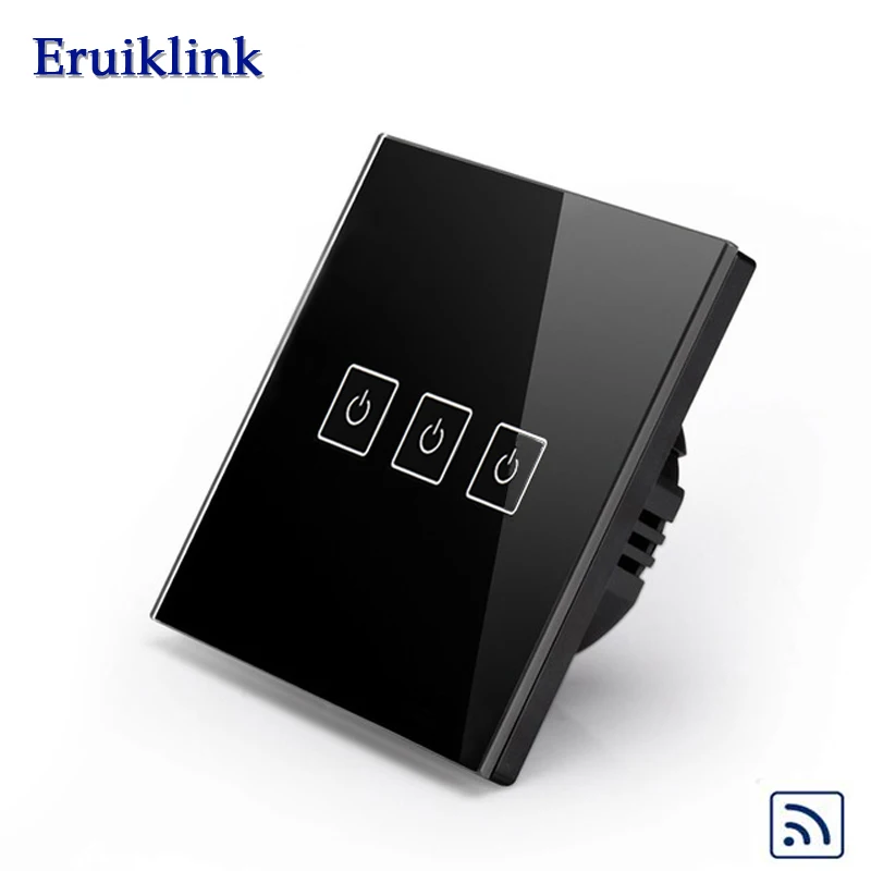 Стандарт ЕС Eruiklink стекло панель Kristall AC220 ~ 250 В палочка Licht Remote Touch Schalter + Led anzeige 3