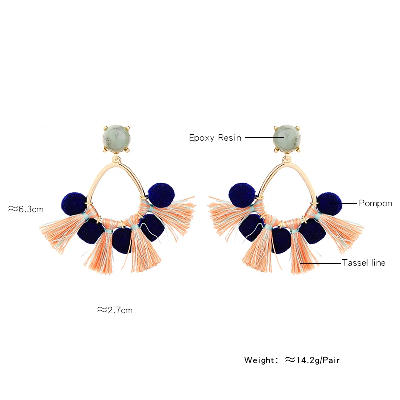 2017 модные тренды кисточки помпоны шарики серьги пирсинг в этническом стиле для
