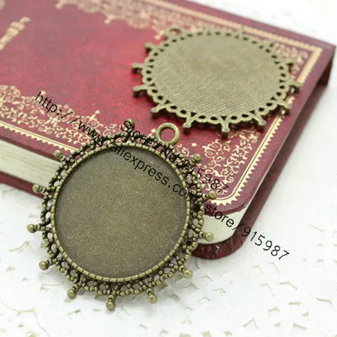 

(10 pcs/lot) Antique Bronze Metal Alloy Cameo 43*45mm(Fit 30mm Diy) Round Cabochon Pendant Setting Jewelry Blank Pendant 6A959