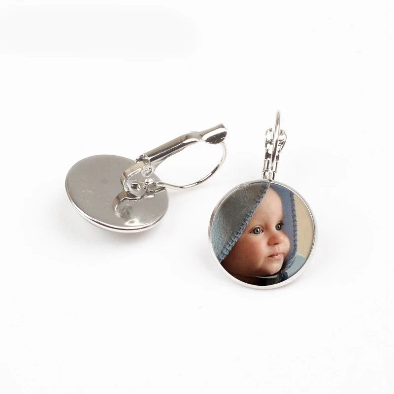 

Fashion Personality Custom Photo Logo Text Hook Earrings 2 Color Selection Family Members Idol Couples DIY Special charm Gifts