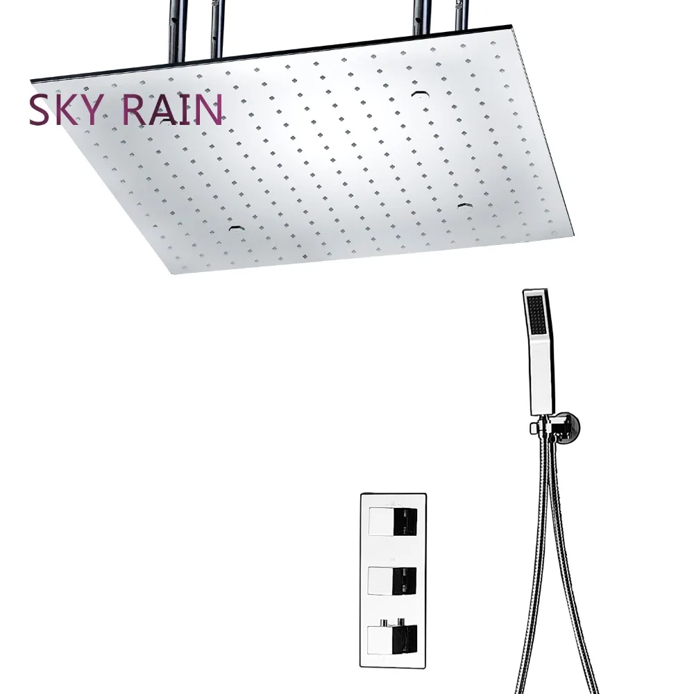 SKY RAIN ванная комната на потолке 3 функции Термостатические Смесители для душа набор дождевой туман спрей душевая головка