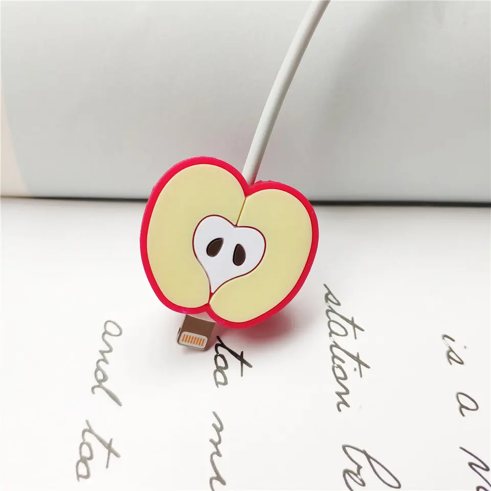 For Apple Фруктовый мультфильм рисунок линия данных силиконовая бобина для samsung Xiaomi huawei кабель протектор для IPhone Lightning type C Micro USB - Цвет: For Apple
