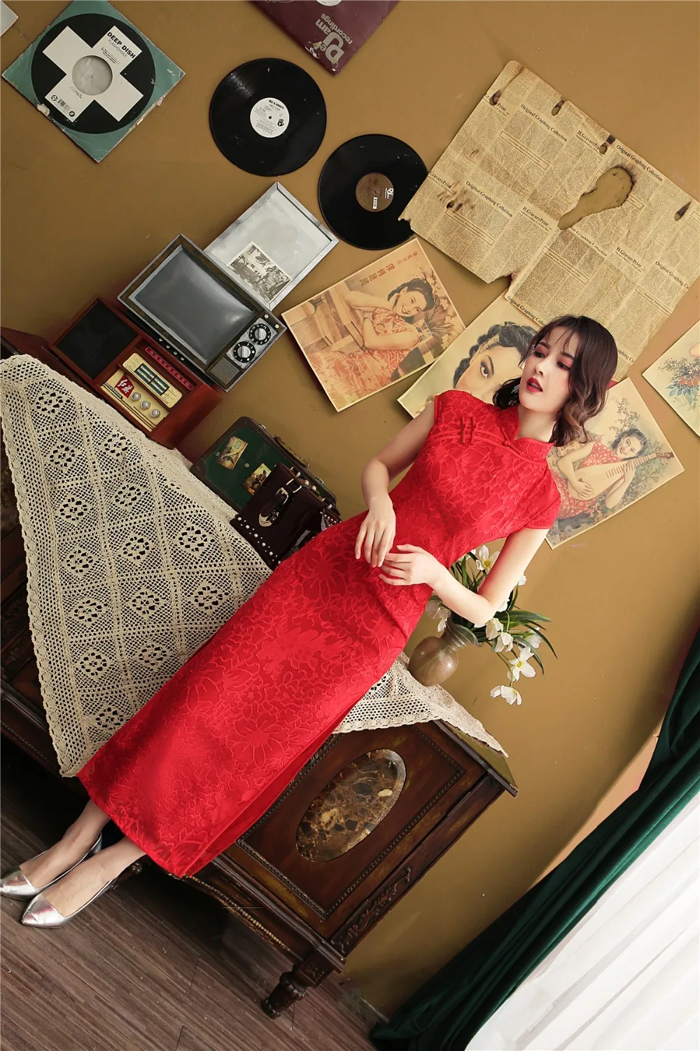 Shanghai Story, высокое качество, короткий рукав, длинное, cheongsam Qipao, высокий разрез, китайское платье, вечерние платья, 3 цвета