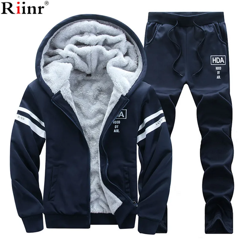 Riinr 2017 Мода Новое поступление мужские наборы спортивной одежды зимние