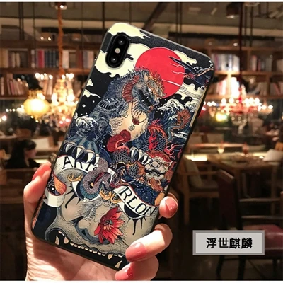 Небесно-голубой Coque японский стиль мультфильм телефон чехол s для iPhone 7 6s 6 8 Plus чехол 3D Дракон Funda для iPhone Xs X Xr 11 Pro Max мягкие чехлы - Цвет: Небесно-голубой