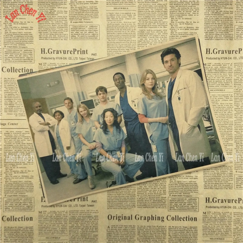 Grey's Anatomy Vintage Kraft Paper Poster Wall Stickers For Living Room Home Decoration | Дом и сад