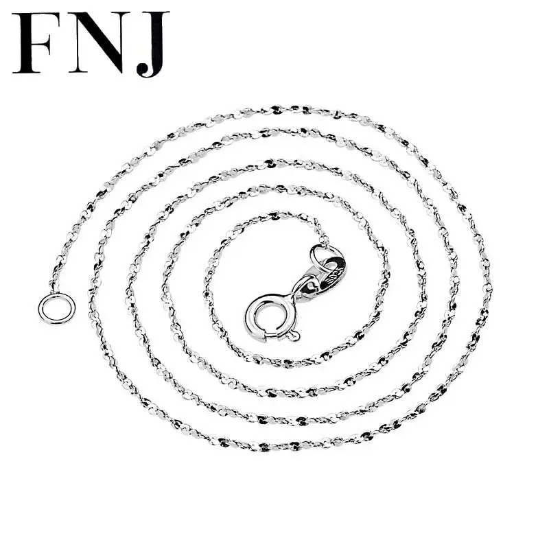 FNJ 925 серебряная цепь со звездами 40 см 45 см белый цвет S925 Серебряные аксессуары ожерелье для женщин ювелирные изделия
