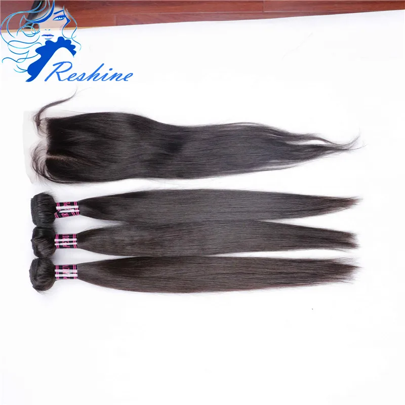 Grade 8A European Hair With Closure Cheap Human Weave 3 Bundles Straight Lace Closure. |