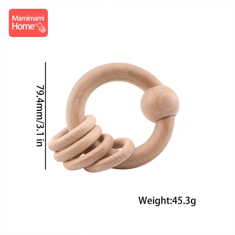 baby Rattle Mamihome 1 шт. Детские деревянный Прорезыватель бук погремушки игрушки, не содержащие БИСФЕНОЛ деревянные кольца классические сенсорные игрушки музыки Детская Товары медсест - Цвет: baby Rattle