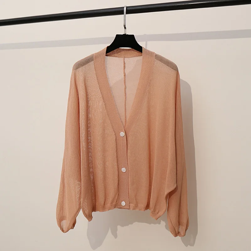 Женский вязаный кардиган тонкая короткая рубашка для кондиционера из ледяного