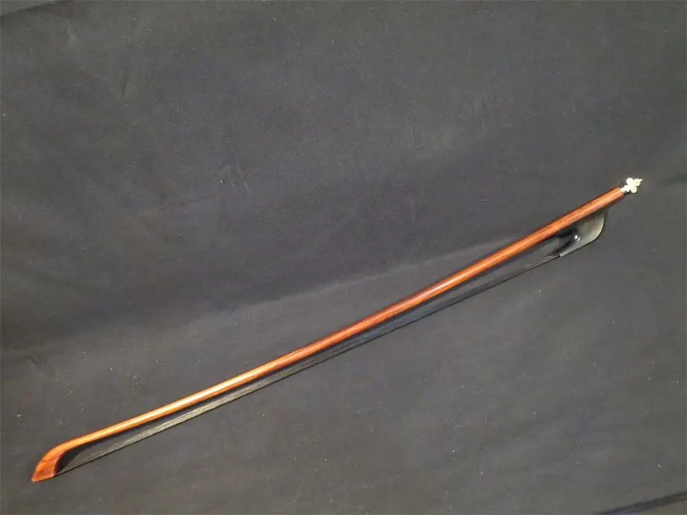 

Strong baroque letterwood 3/4 bass bow,BRASS SCREWS ,black Horsehair #10241