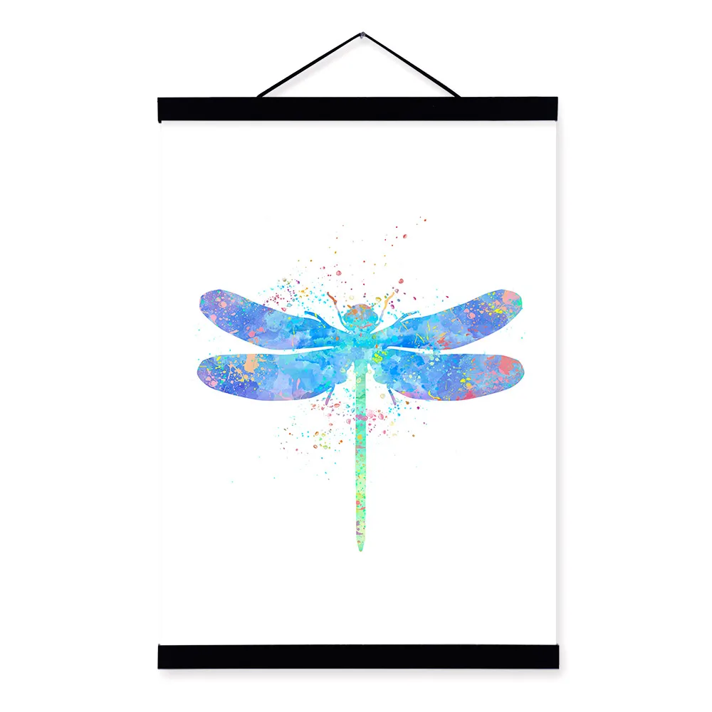Акварельные плакаты с изображением стрекозы в скандинавском стиле для девочек
