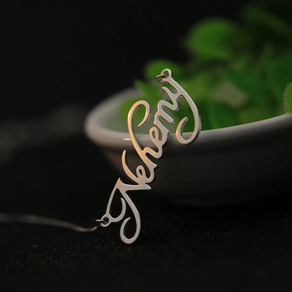Персонализированные имя кулон рождественские ювелирные изделия Твердые серебряные индивидуальные ожерелья подарок на день рождения от AliExpress WW