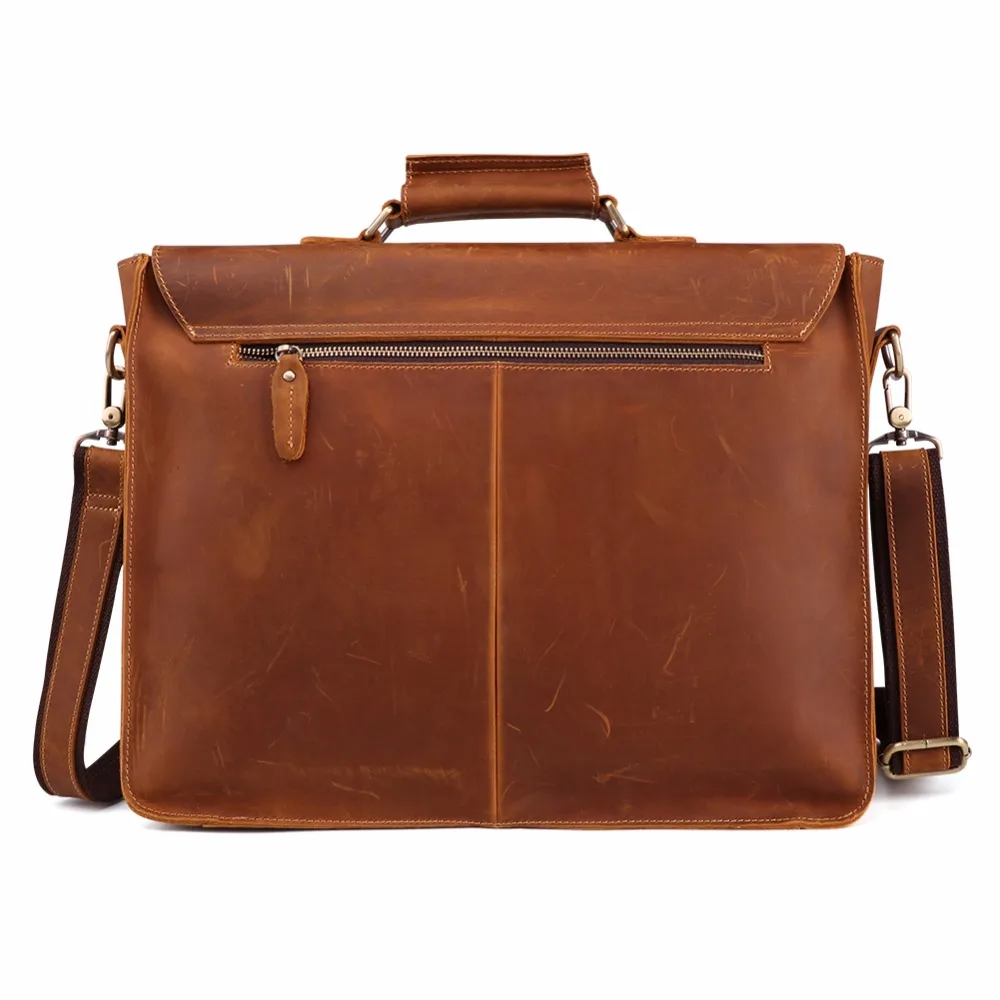 JOYIR Crazy Horse Genuine Leather Men Briefcase Casual Messenger Laptop Bag Business Men Briefcase Bag for Document Shoulder Bag