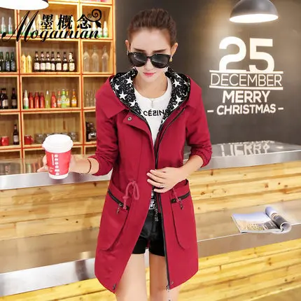 

Trench female 2015 autumn slim medium-long long-sleeve trench outerwear women's clothing