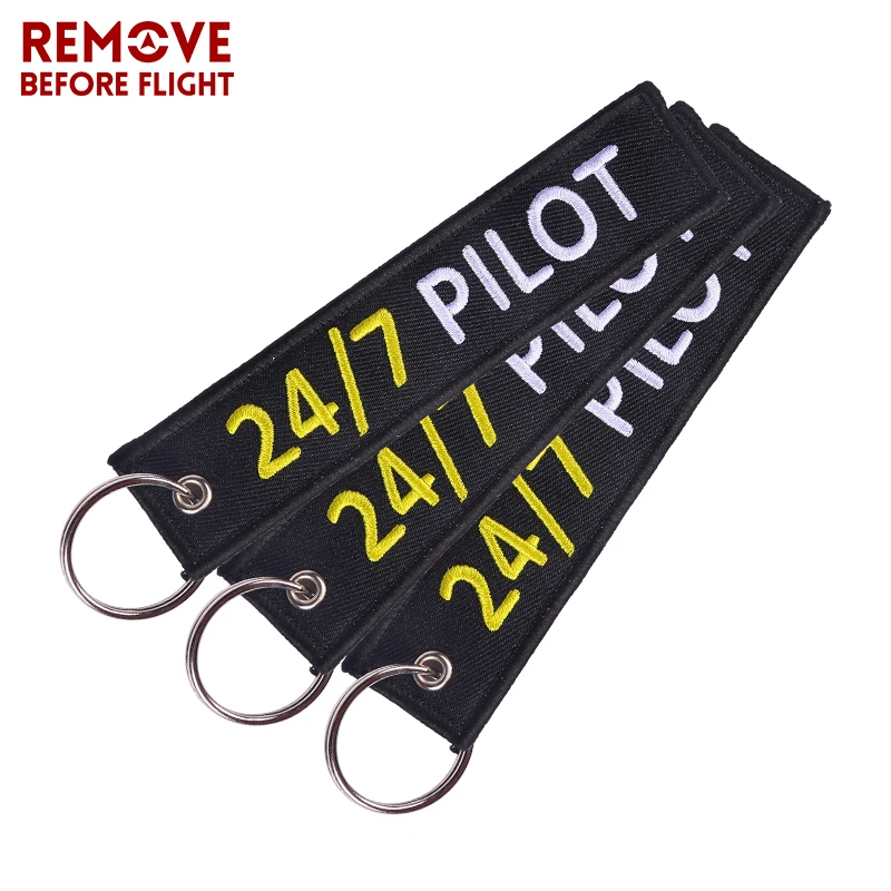 Newest Keychain epaulette style 24/7 Pilot Key Chain Luggage Tag Label Outstanding Embroidery for Aviator Aviation Gifts | Автомобили и