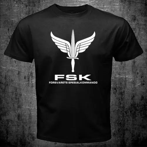 black 1 Норвежский Норвегия FSK спецназ forsvarets spesialkommando ВМС армии Футболка Мужчины Военный Повседневное Tee США размер S-3XL - Цвет: black 1