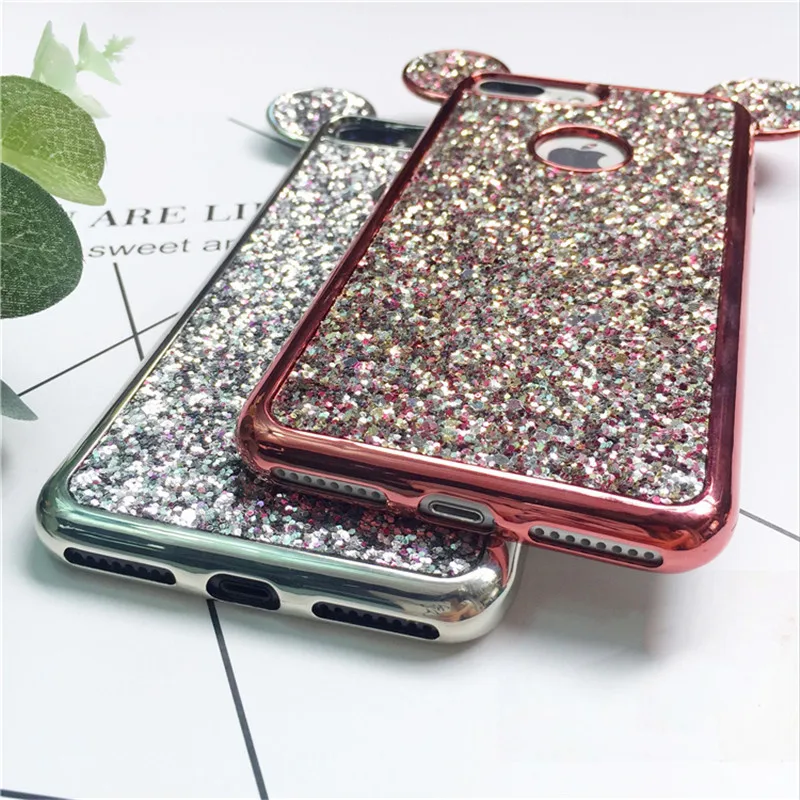 Роскошный мягкий чехол для телефона с 3D ушками из мультфильма iPhone XS Max X XR 5 5S SE 6 S 7 8