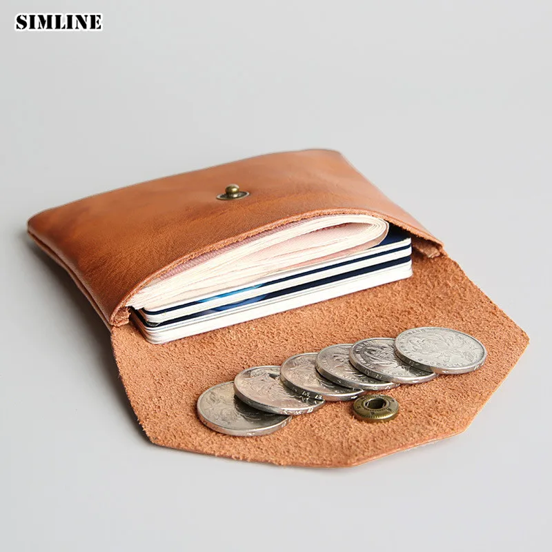 Винтажный кошелек SIMLINE из натуральной кожи для мужчин и женщин короткий тонкий