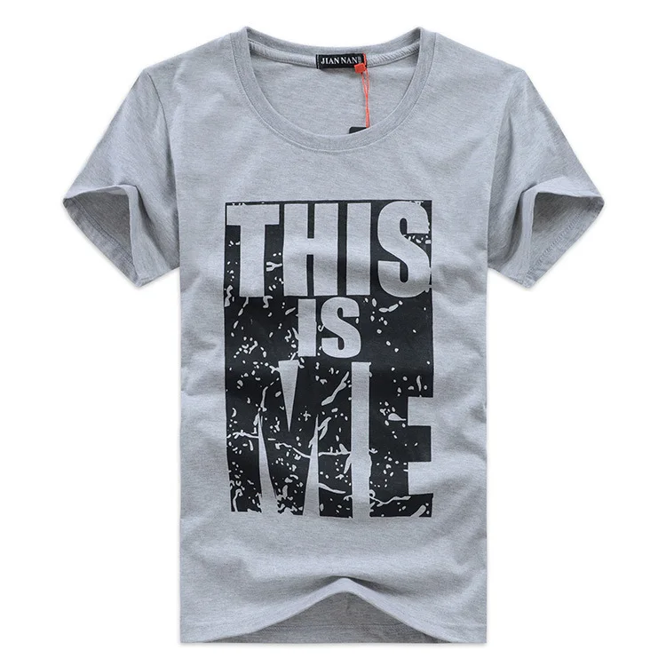 gray Летняя футболка с буквенным принтом Camiseta, Мужская футболка с круглым вырезом, одежда для фитнеса, мягкая дышащая повседневная мужская футболка для мужчин, размер 5XL - Цвет: gray