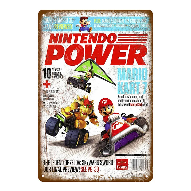 Классический постер для видеоигр, nintendo power, мультяшная Наклейка на стену с Супер Марио, sega Gamer, настенная живопись, доска, декор для комнаты