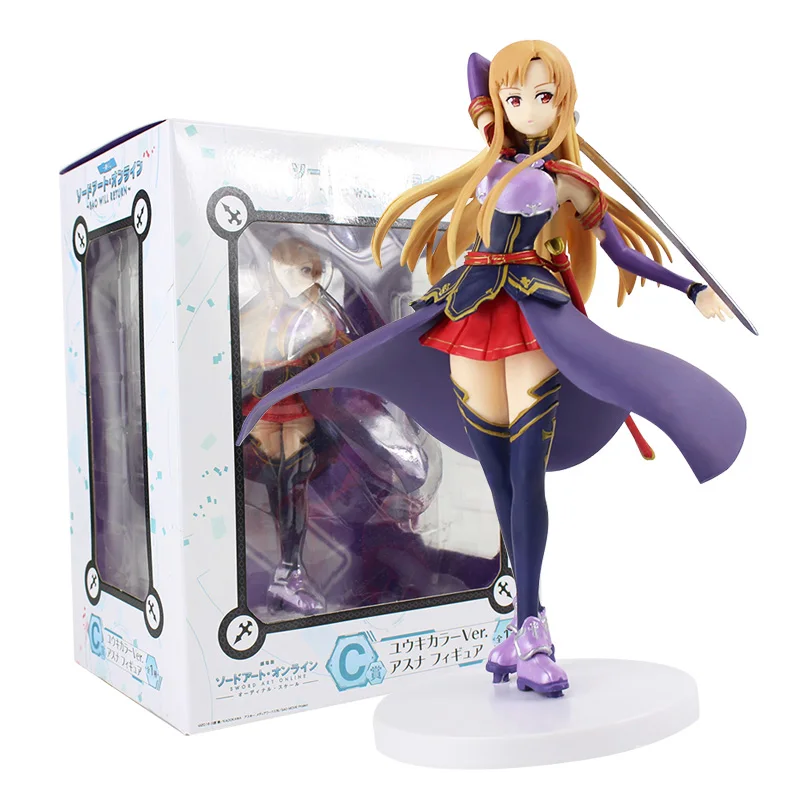 in color box 22 см Yuuki Asuna милая фигурка модель игрушки Горячая аниме меч искусство онлайн Yuuki Asuna ПВХ фигурка модель Подарочная коллекция - Цвет: in color box