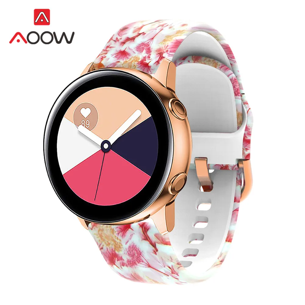20 мм силиконовый ремешок для часов с принтом для samsung Galaxy Watch Active 42 мм gear Sport S2 Garmin Amazfit браслет ремешок Correa