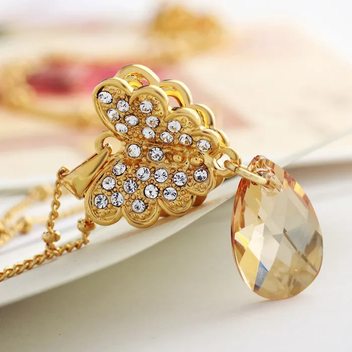 Neoglory австрийский кристалл светло-желтого золота Цвет оптовая продажа Подвески