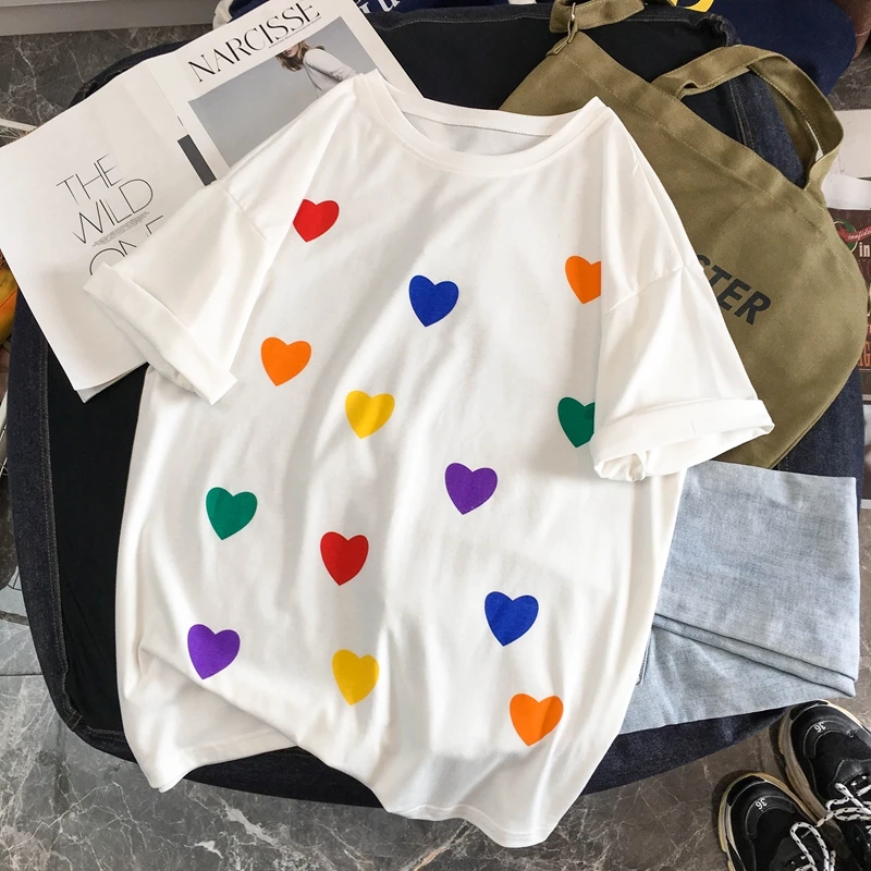Женские летние футболки, хлопок, Harajuku Kawaii, вышивка, короткий рукав, Ulzzang, уличная одежда, camisetas verano mujer, Kpop Стиль, топы