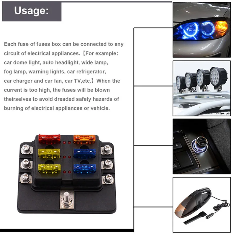 12V 24V 6 способов пластиковая крышка Держатель коробки предохранителя со