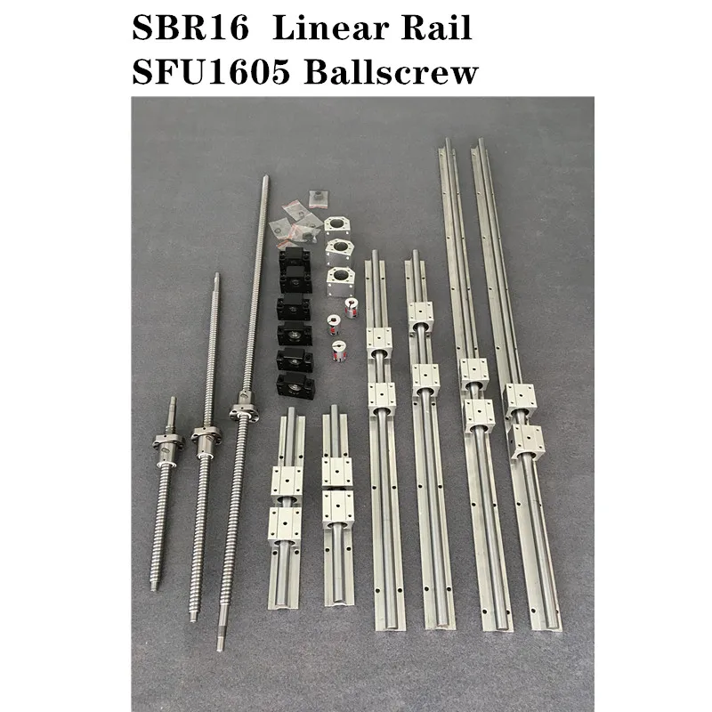 6 комплектов SBR16 -300/800/1100 мм линейная направляющая рельса + 3 комплекта SFU1605 - 300/800/1100