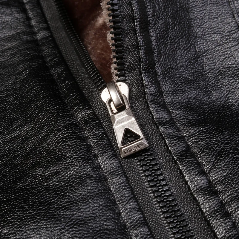 KUYOMENS L-5XL кожаная куртка для мужчин зимний толстый шерстяной подкладке PU кожаные