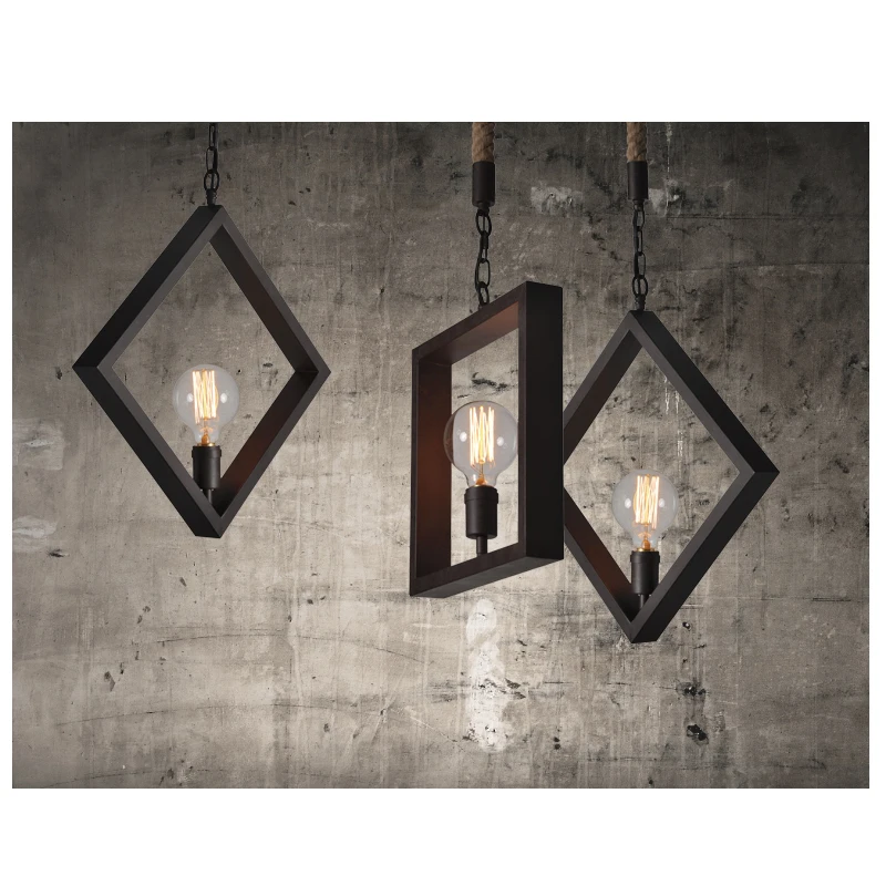 1 шт. Ретро черный ржавый бар свет Kithchen квадратный гладить Открытый Подвесные