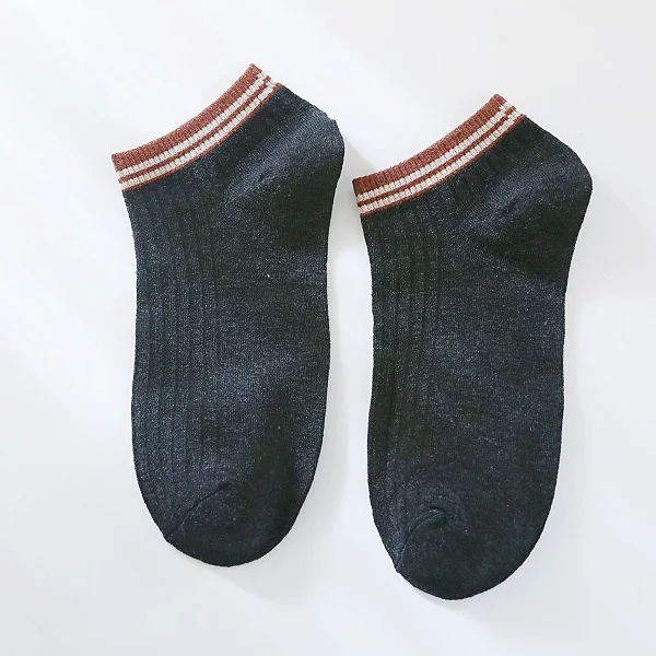Black Socks Harajuku женские короткие носки летние новые винтажные Лоскутные Полосатые короткие носки для девочек женские простые хлопковые носки 6 пар - Цвет: Black Socks