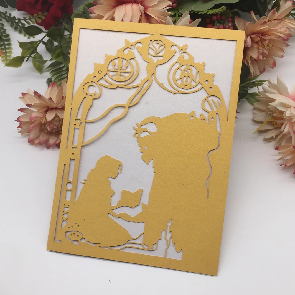 100 шт. свадебные приглашения с изображением красавицы и чудовища лазерная резка