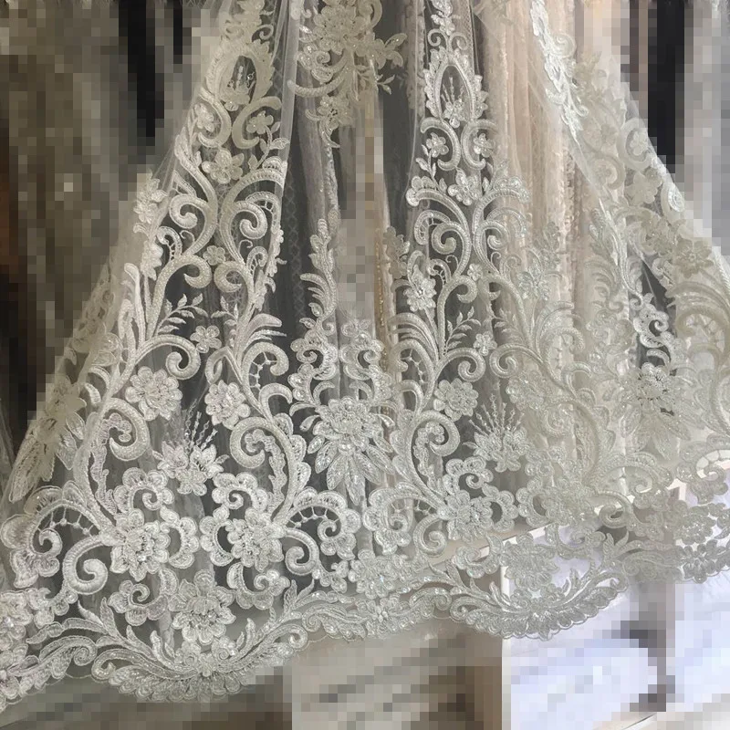 

french lace fabric with beads african tulle laces fabrics SYJ-666 fashionable Nigerian lace fabrics